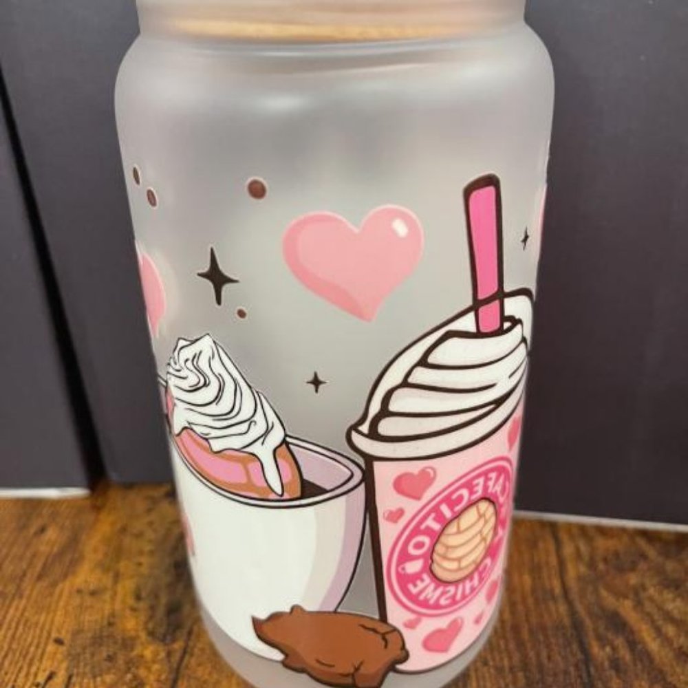 SWEET DRINKS THEME GLASS TUMBLER 16oz